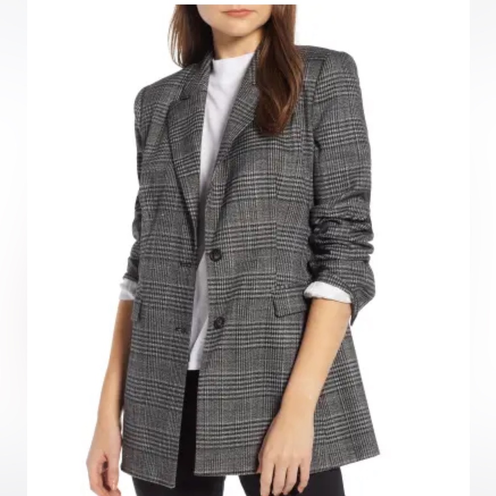 Something Navy grey plaid blazer